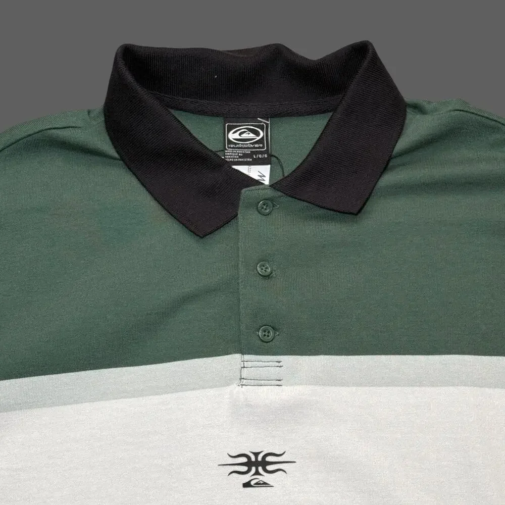 Quiksilver Mercury Rugby Polo Forest Green Large NWT